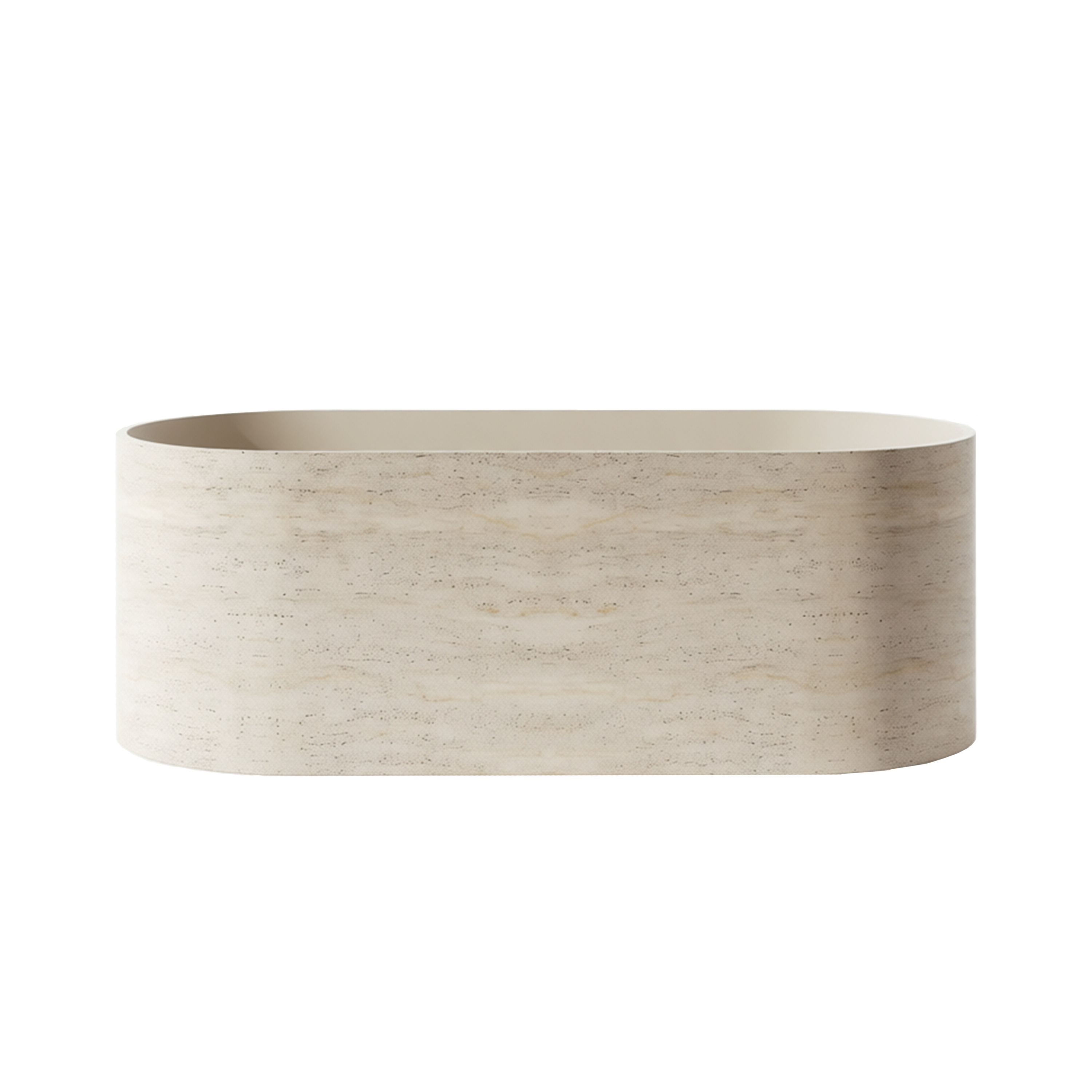 Vanityfus 30-in x 63-in Beige Light Gray Solid Surface Freestanding Oval Soaking Bathtub with Drain (Center Drain)
